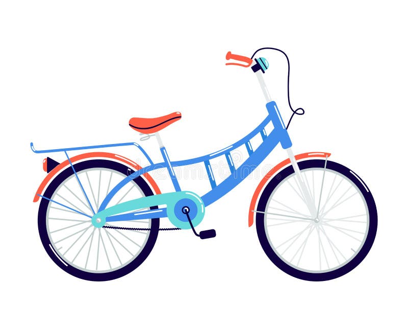 Blue Two-wheeled Bicycle with a Trunk. Cartoon Bicycle with Hand Brake and Red Saddle Stock Vector - Illustration of drawing, road: 215525180 Blue Two-wheeled Bicycle with a Trunk. Cartoon Bicycle with Hand Brake and Red Saddle Stock Vector - Illustration of drawing, road: 215525180
