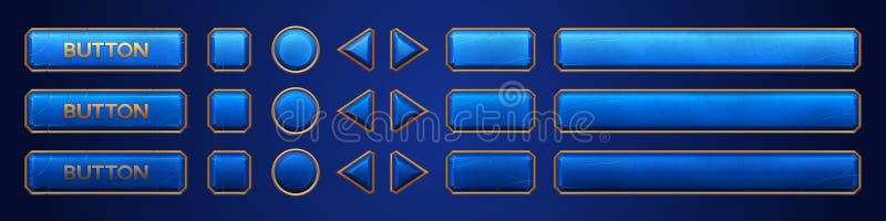 Blue ui vector button animation for game interface royalty free illustration