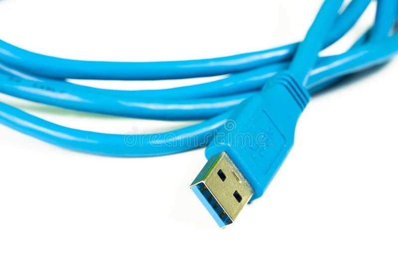 Blue Usb 3.0 Cable Isolated on White Background Stock Image Image of