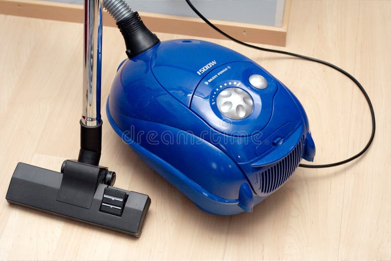 Blue vacuum cleaner stock photo. Image of modern, button 15163882