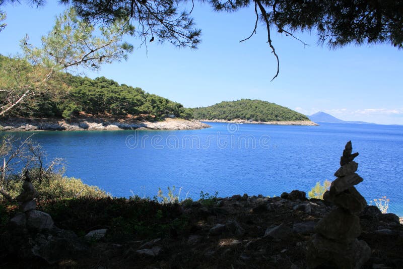 The Blue Vale Skura Beach and Bay Near Veli Losinj in Croatia Stock ...