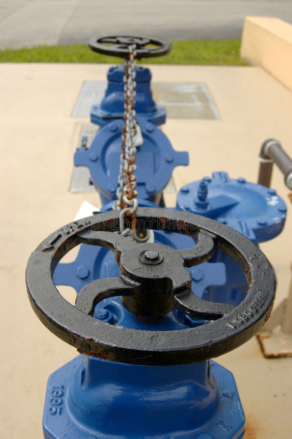 Blue Check Valve with chain and lock. Blue Check Valve with chain and lock