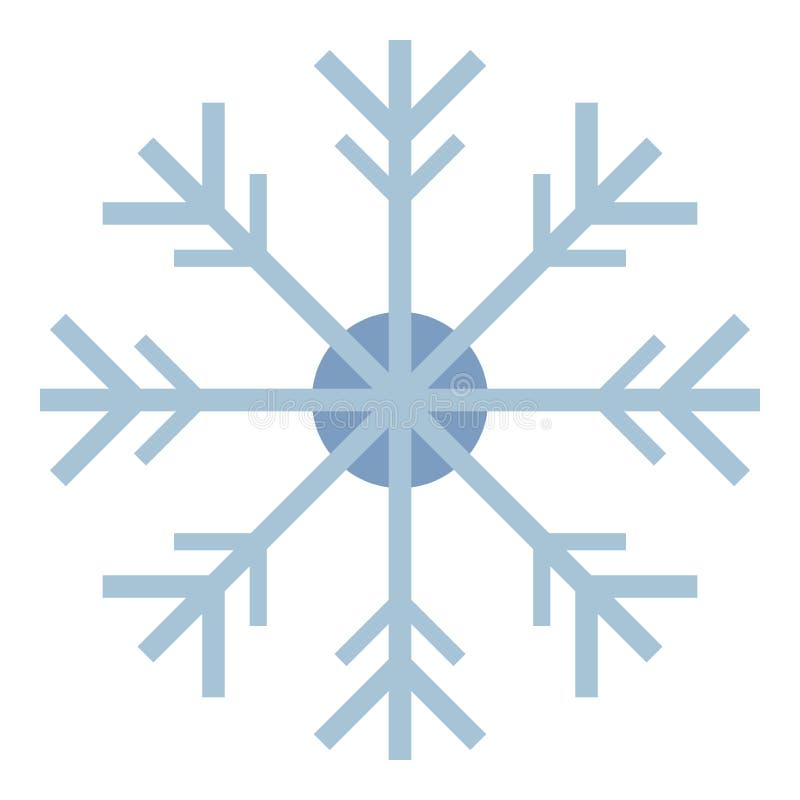 Blue vector simple contour of snowflakes with blue circle object isolated on white background stock illustration