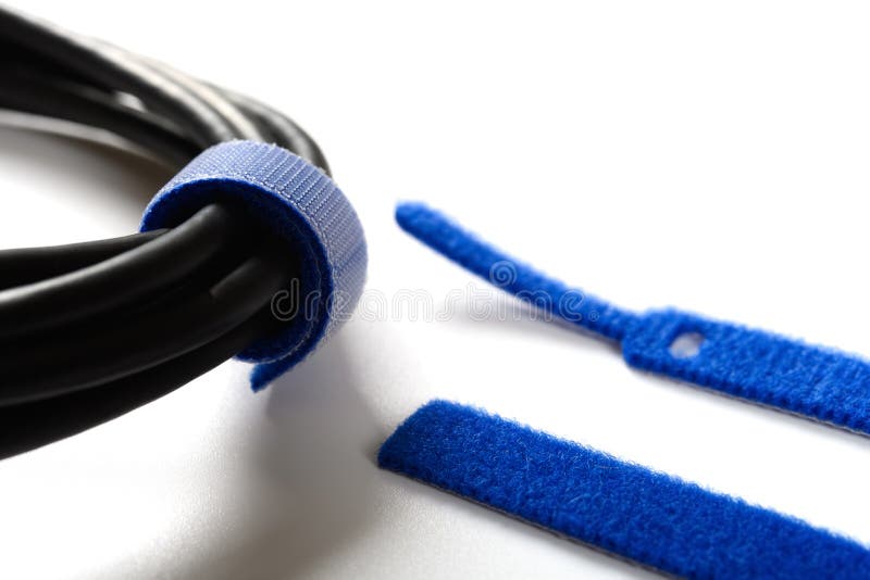 Blue velcro cable tie stock photo. Image of attach, strap 176617514