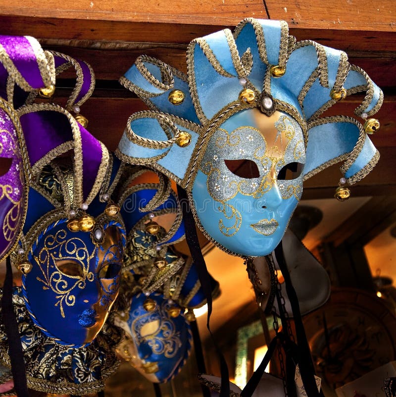 Blue Venetian Masks Venice Italy Used since the 1200s for Carnival, which were celebrated just before Lent. In ancient times, Masks allowed the Venetians to do what was illegal, such as gambling.