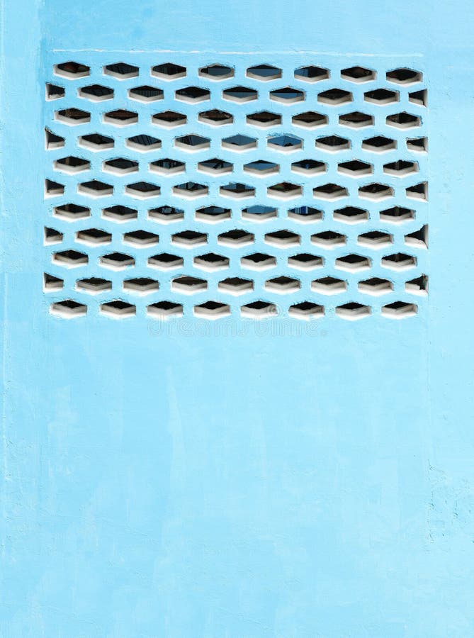 Blue Vent Brick Wall. Exterior Blue Wall with Air Vent Stock Photo ...