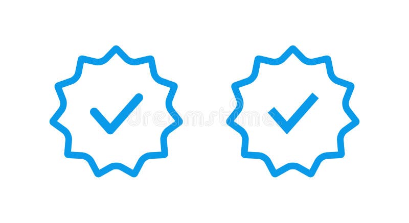 Blue verified badge icon vector. Tick, check mark sign symbol of social  media profile 14029612 Vector Art at Vecteezy