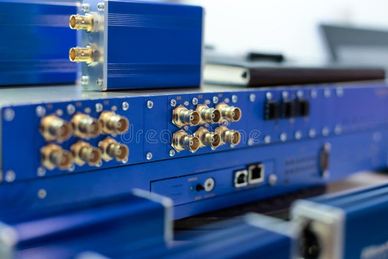 Blue video processing unit royalty free stock photo