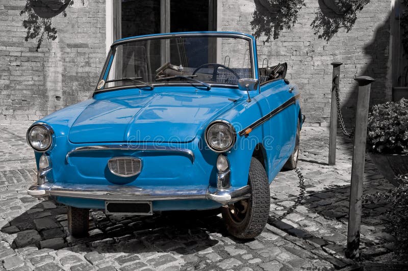 Blue vintage car. stock photo. Image of motor, colour - 16162728