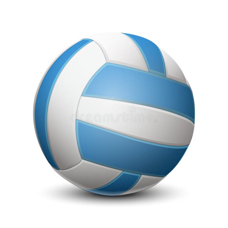 Blue Volleyball Ball on White Background. Stock Vector Illustration