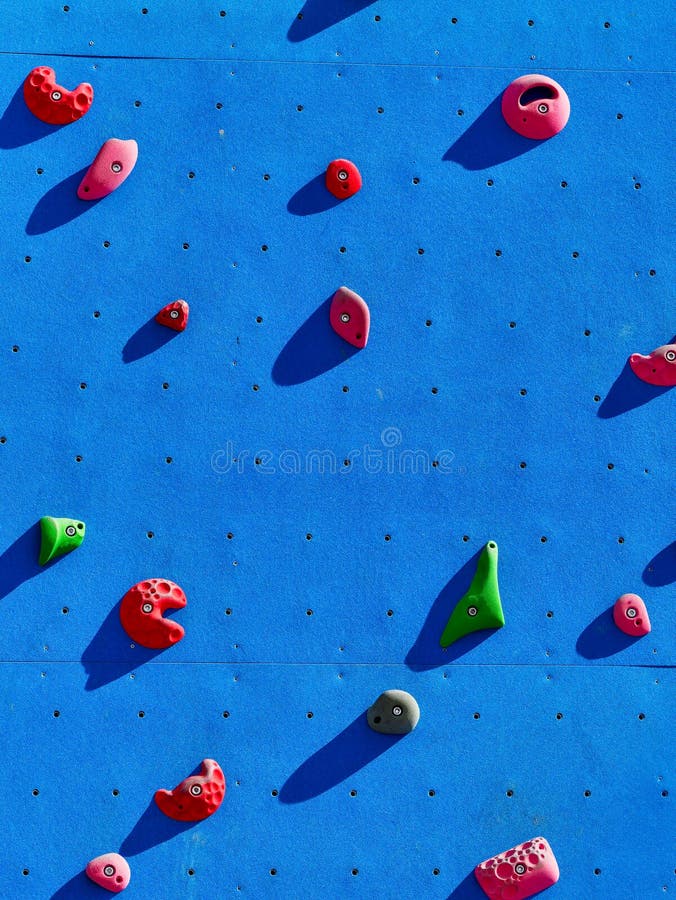Blue Wall with Climbing Holds Outdoor Stock Image Image of difficulty