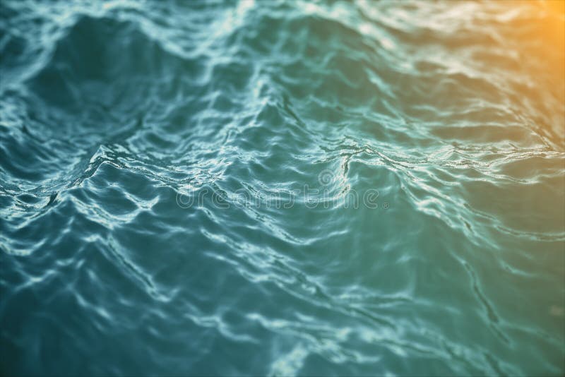 Blue water background with ripples, sea, ocean wave low angle view. Close-up Nature background. Soft focus with