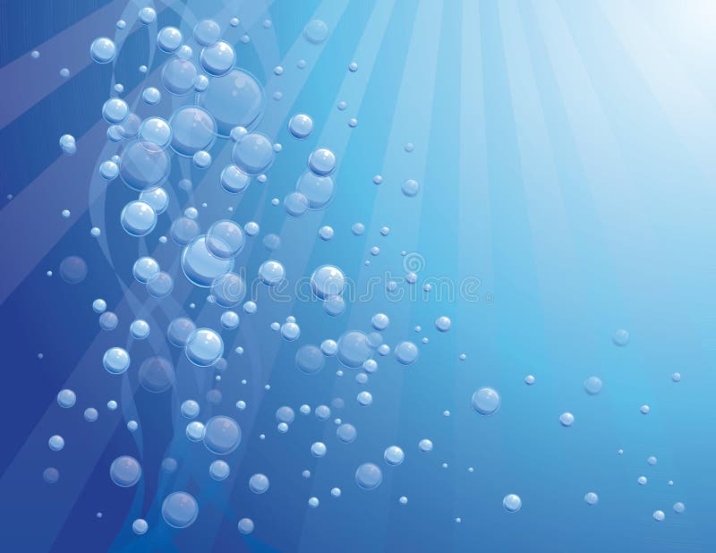 Blue water with bubbles stock illustration