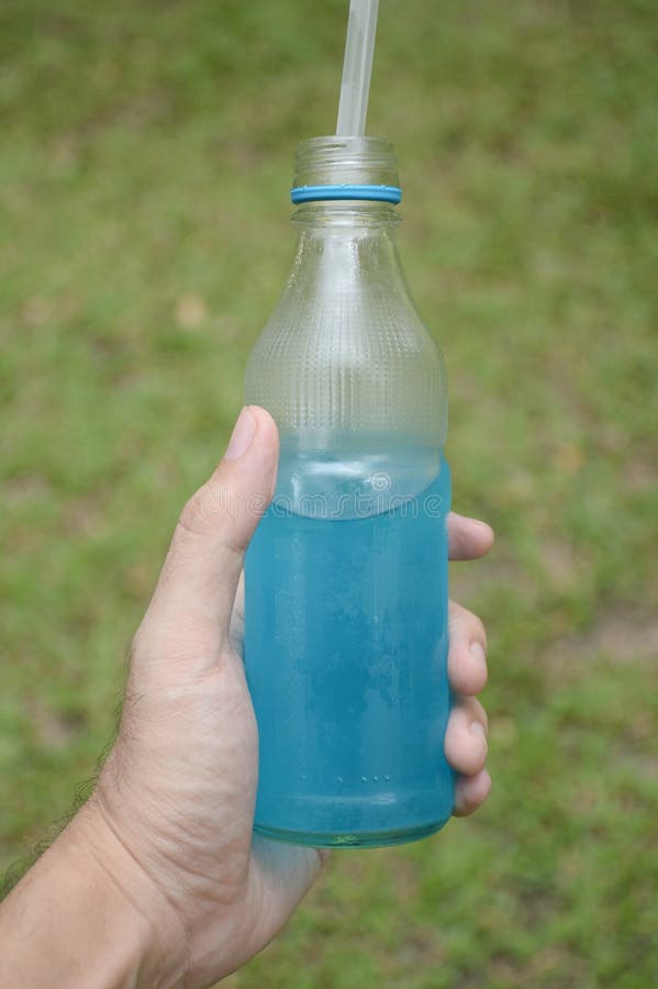 Blue Water Drink on Man Hand Stock Photo Image of aqua, healthy 79080326