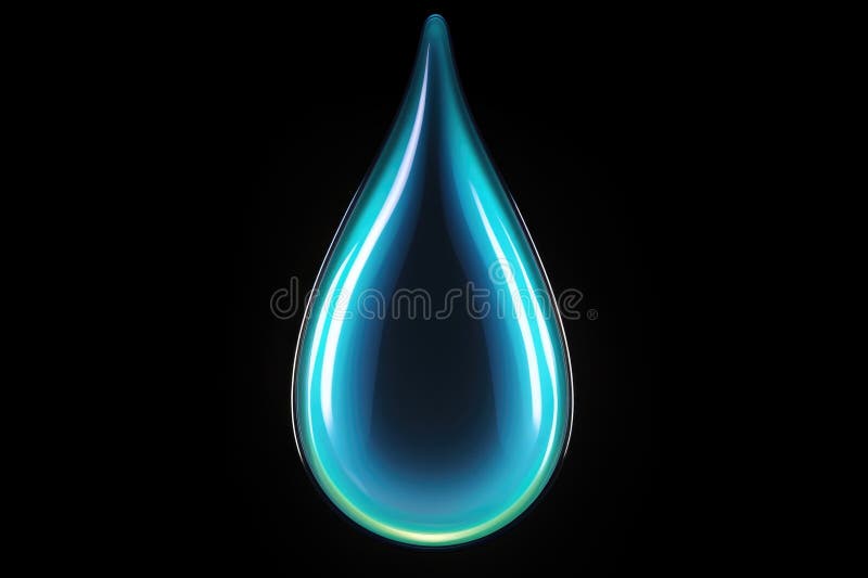 A Blue Water Drop on a Black Background Stock Illustration