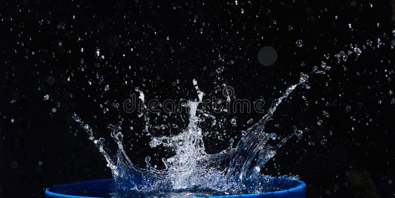 Blue Water Drops Falling Down. Stock Image - Image of background, nature:  100402869