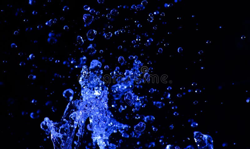 Blue Water Splash on Black Background Stock Image - Image of macro, drop:  62968299