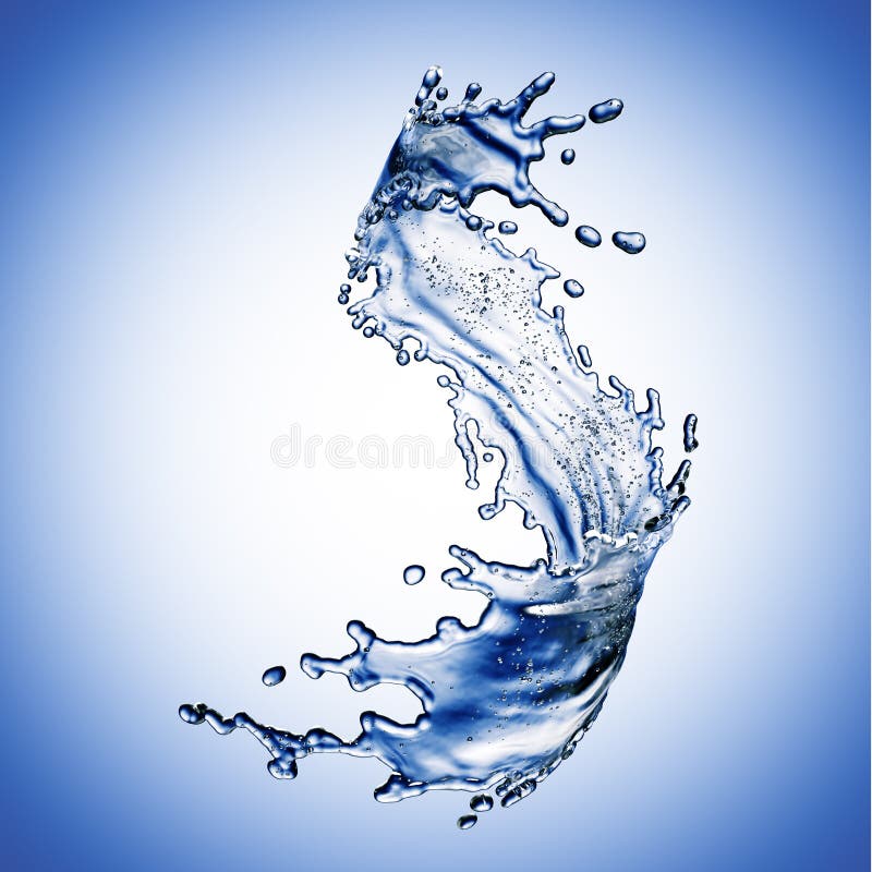 Blue Water Splash Isolated on Blue Background Stock Illustration
