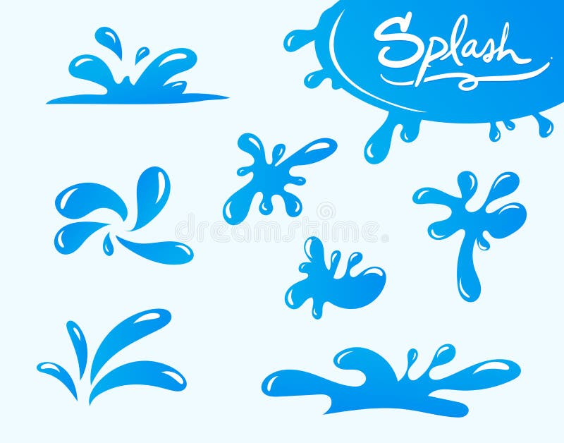 Blue water splash , set ,vector, clear background