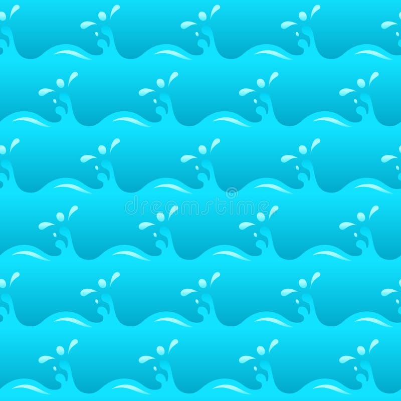 Blue water waves with splashes seamless vector texture or pattern stock illustration Blue water waves with splashes seamless vector texture or pattern stock illustration