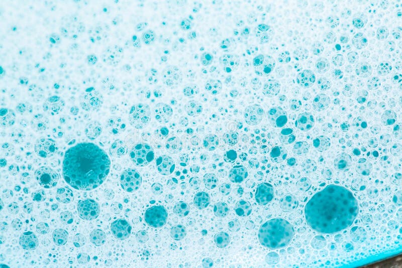 Blue Water with White Foam Bubbles. Foam Water Soap Suds.Texture Foam ...