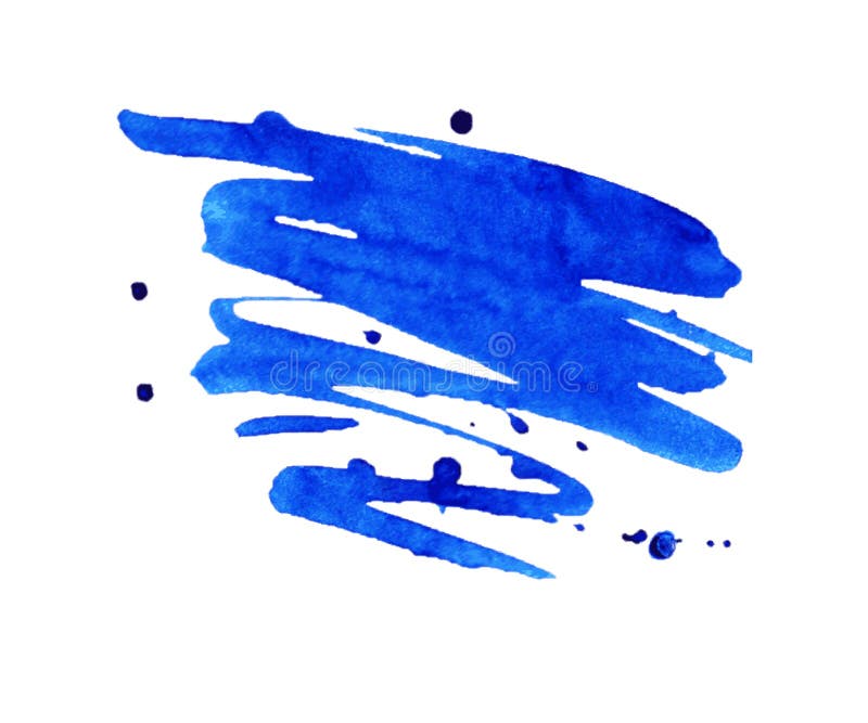 Vivid blue watercolor or ink stain with aquarelle paint blotch