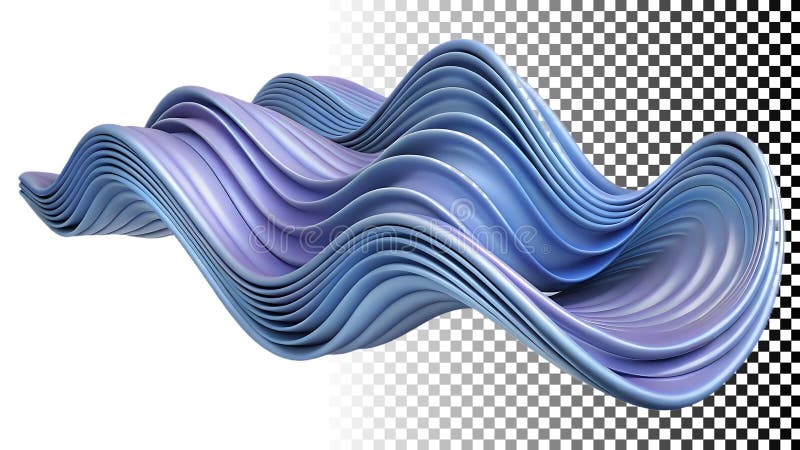 Blue wave abstract shape, modern design element, vibrant texture art png transparent image Generative AI vector illustration