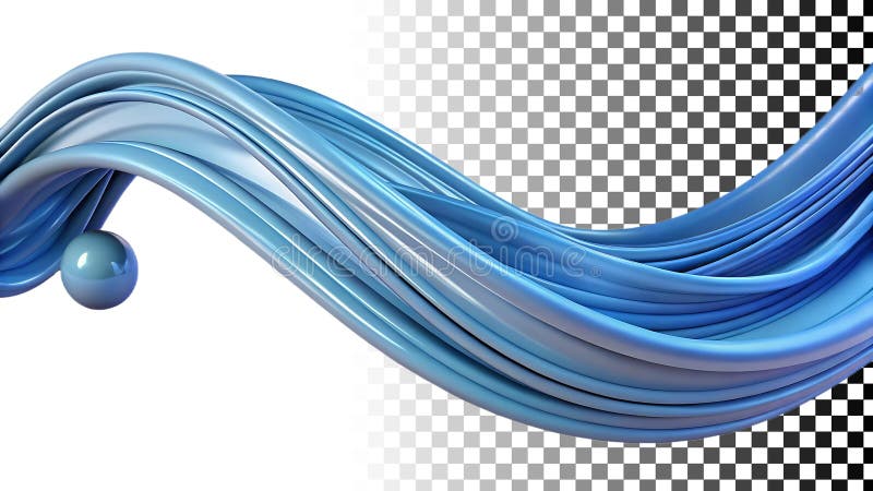Blue wave banner, flowing element for graphic design png transparent image Generative AI royalty free illustration