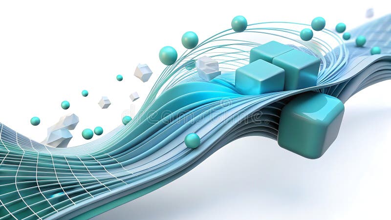 Blue wave block, modern element for technology and abstract designs png transparent image Generative AI royalty free illustration