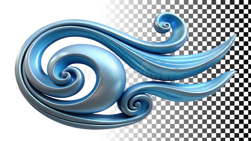 Blue wave curl, dynamic water element for ocean and surfing themes png transparent image Generative AI royalty free illustration