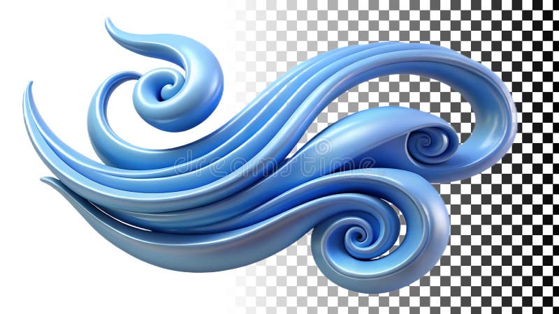 Blue wave curl, dynamic water element for ocean and surfing themes png transparent image Generative AI royalty free illustration