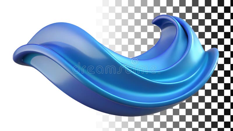 Blue wave curl, ocean wave, sea water, water flow, dynamic water png transparent image Generative AI stock illustration