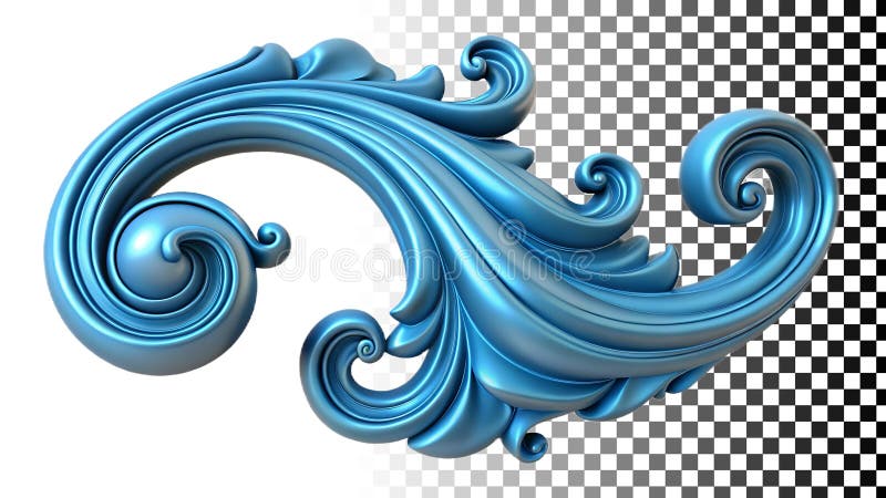 Blue wave curl, ocean water splash, dynamic liquid motion graphic png transparent image Generative AI royalty free illustration