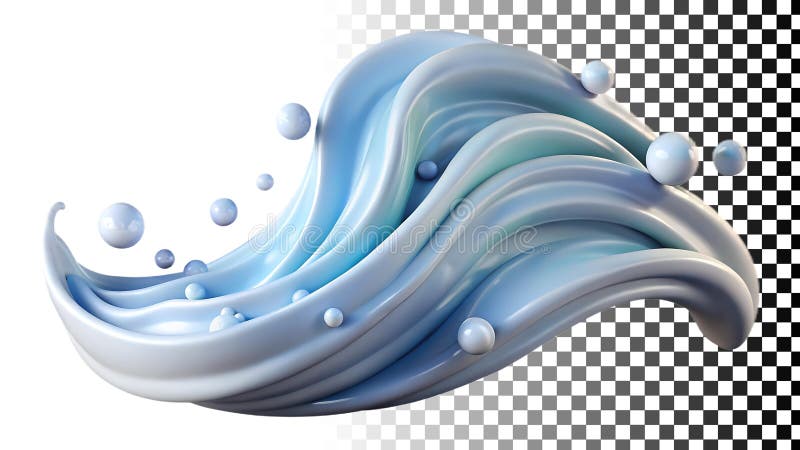 Blue wave curl, water, ocean, dynamic motion, and fluid design element png transparent image Generative AI stock illustration