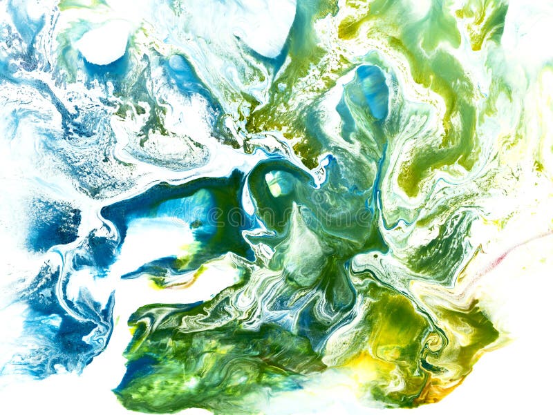 Blue wave with green creative abstract hand painted background, marble texture stock photos