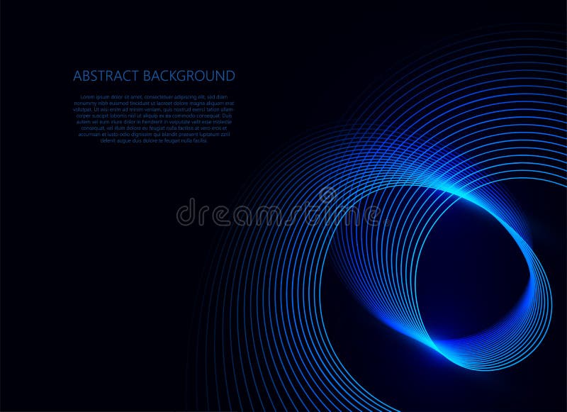 Blue Wave Light On Dark Blue Background Stock Vector