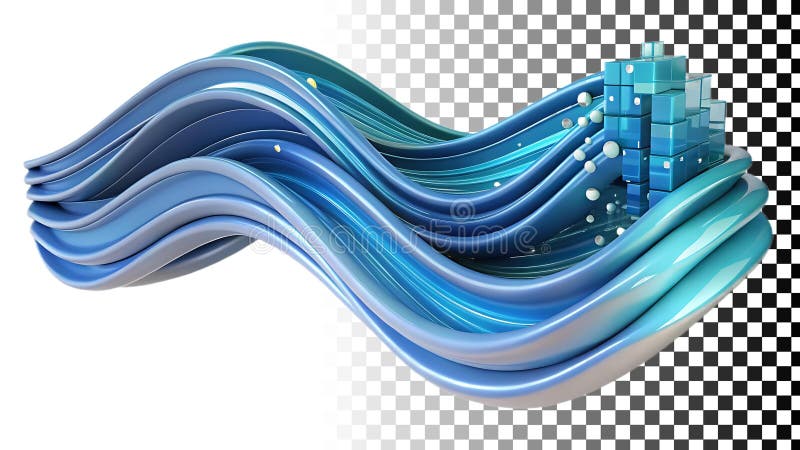 Blue wave ribbon, flowing water, dynamic motion, abstract design png transparent image Generative AI. A flowing blue wave ribbon, capturing dynamic motion and creating an abstract water design. Ideal for water themes, modern backgrounds, and adding a sense of fluid movement to your visuals. png transparent image Generative AI