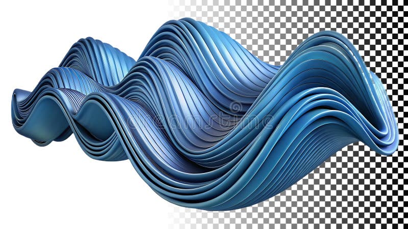 Blue wave shape, abstract design, modern element, and vibrant texture png transparent image Generative AI stock illustration