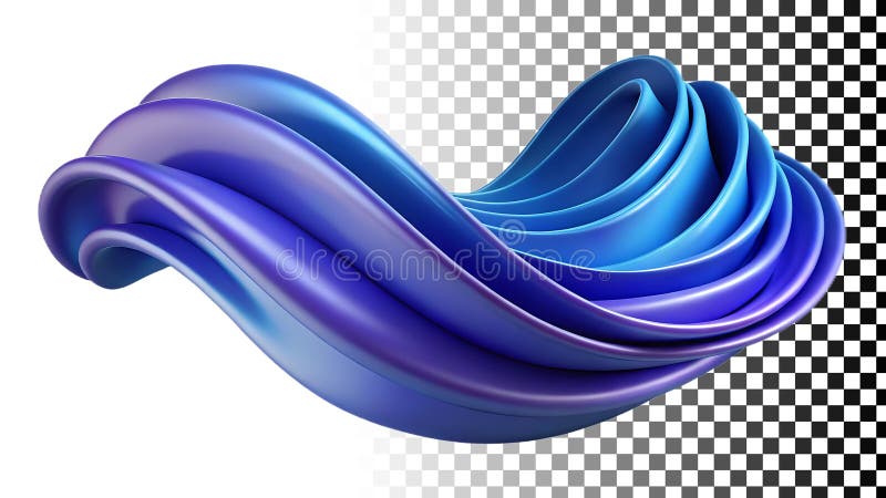 Blue wave shape, abstract wave, fluid wave, water wave, wave design, blue wave png transparent image Generative AI royalty free illustration