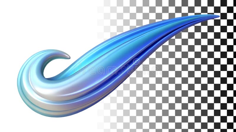 Blue wave shape, flowing wave, water wave, ocean wave, dynamic wave design png transparent image Generative AI royalty free illustration