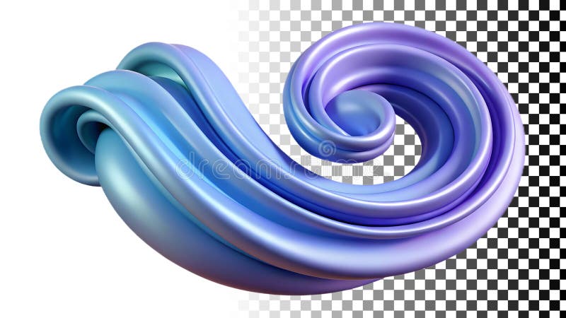 Blue wave shape, fluid design element, ocean and water theme png transparent image Generative AI stock illustration