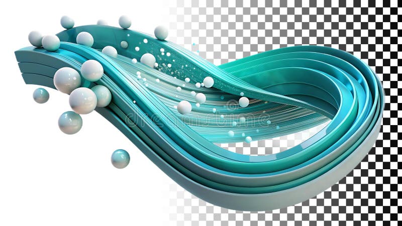 Blue wave swirl, fluid motion and abstract background png transparent image Generative AI stock illustration