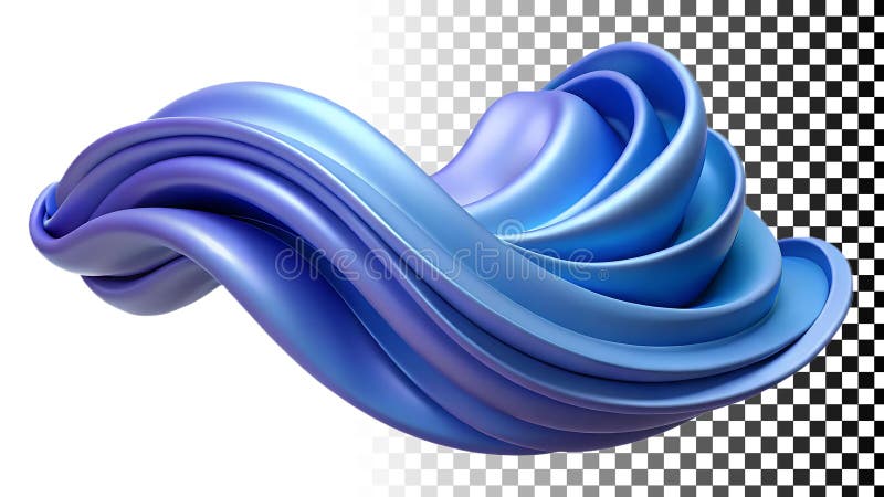 Blue wave swirl, ocean wave, abstract water shape, dynamic design png transparent image Generative AI royalty free illustration