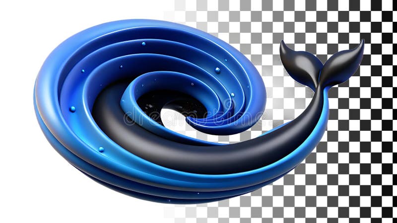 Blue wave swirl, ocean motion and fluid design png transparent image Generative AI royalty free illustration