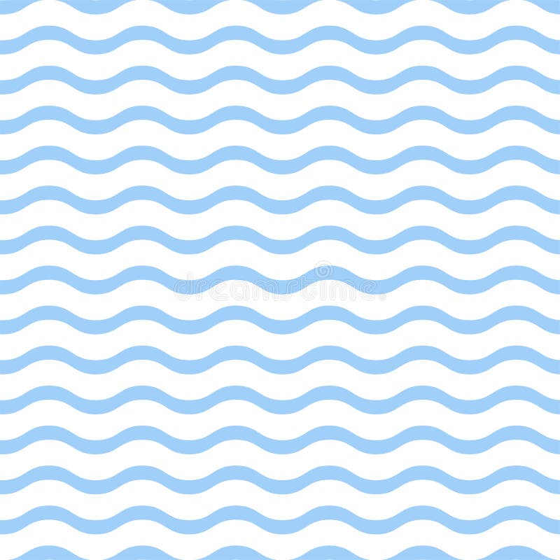 Blue waves on white background seamless pattern.