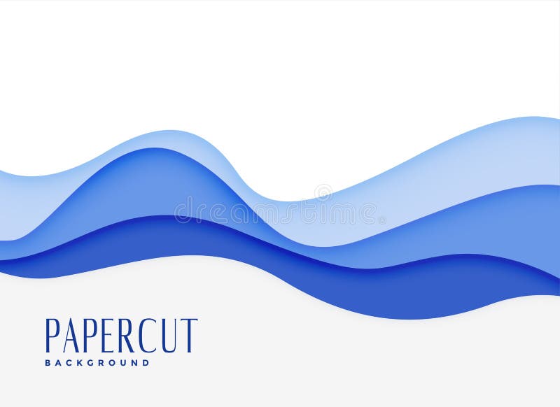 Blue wavy water style papercut background vector