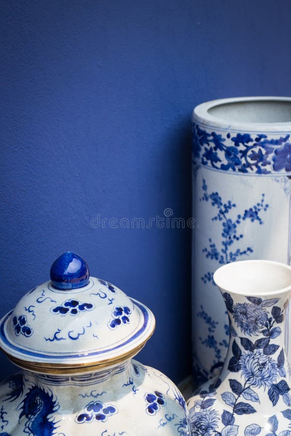 Blue And White Antique Style Ceramic Vase Stock Photo Image of vase