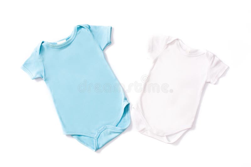 Blue and white baby romper mockup isolated on white background