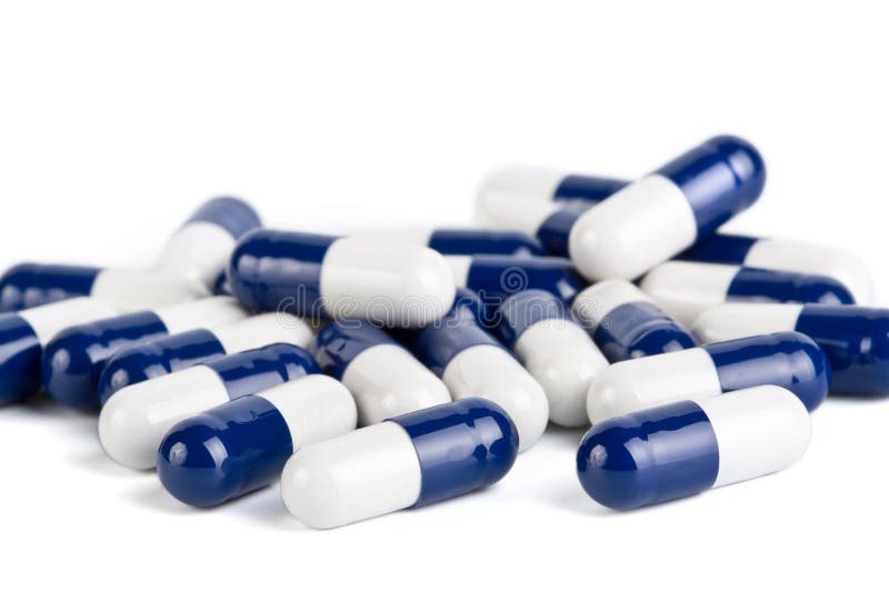 Blue and White Capsule Pills Stock Photo Image of healthy, prevention