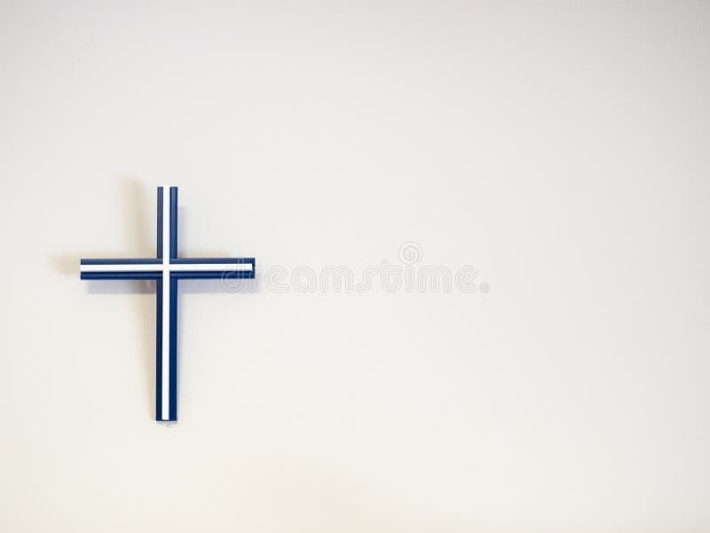 Blue and White Catholic Cross on a Wall Stock Image Image of death